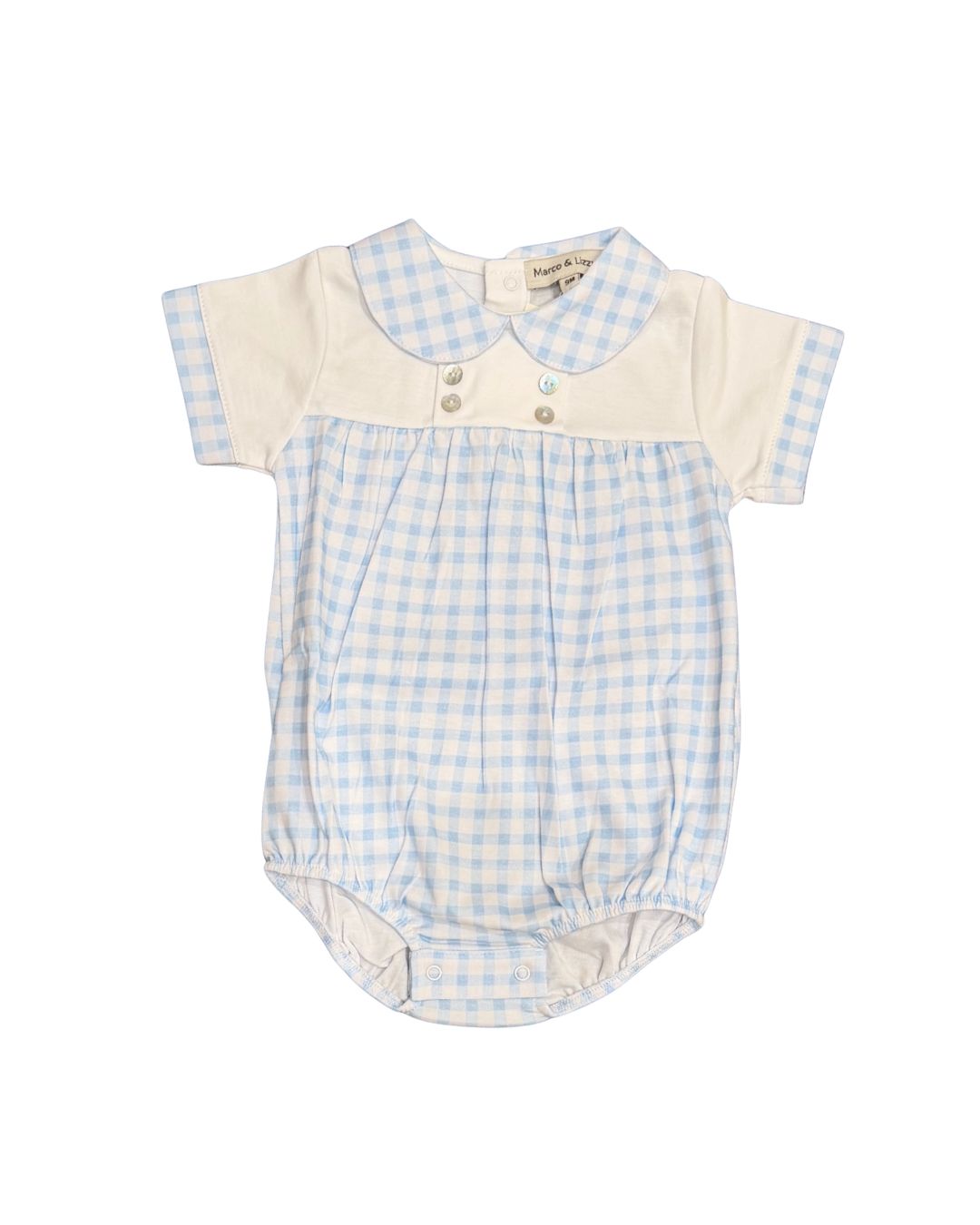 Blue Gingham Baby Boy Bubble