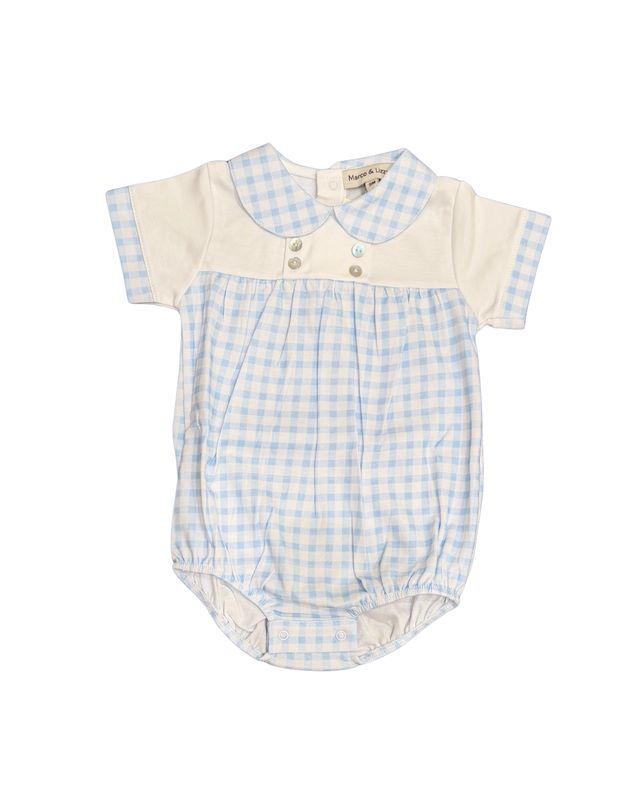 Blue Gingham Baby Boy Bubble