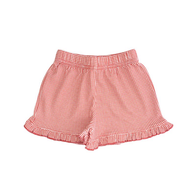 Red Check Ruffle Shorts
