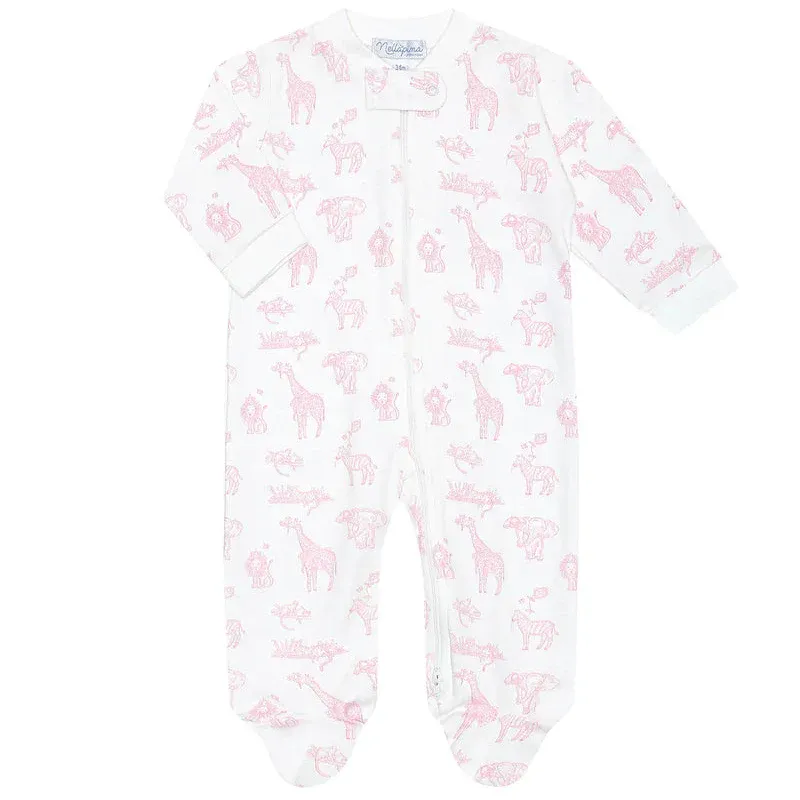 Pink Safari Zipper Footie