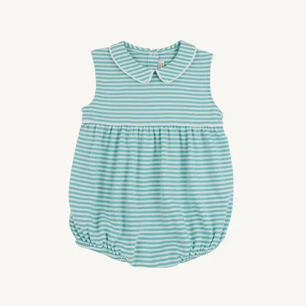 Sleeveless Bradford Bubble in Turks Teal Stripe/Worth Ave White