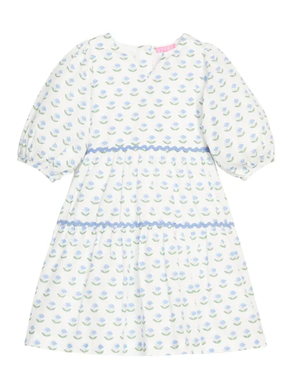 Madaket Dress in Blue Tulip Block Print