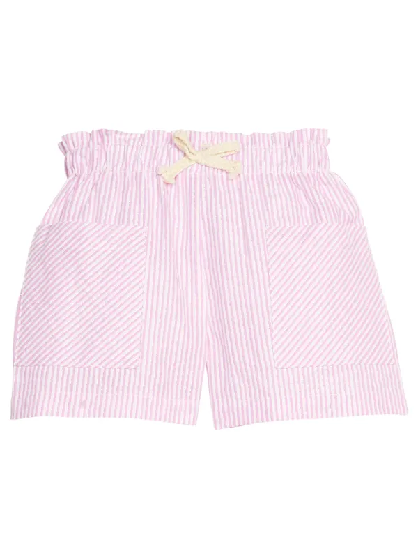 Patch Pocket Shorts in Pink Sparkle Seersucker
