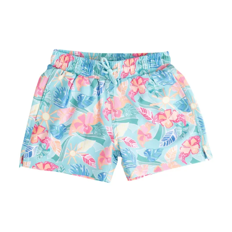 Boys Boogie Board Swim Trunk in Tropical Floral Print