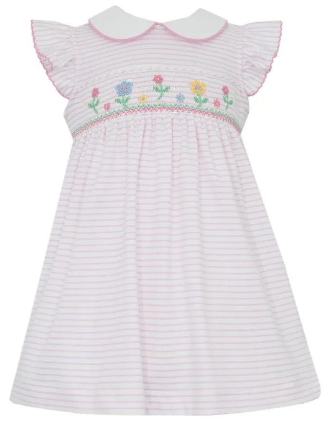 Flowers Pink Knit Stripe Sleeveless Dress