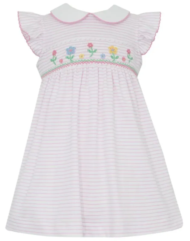 Flowers Pink Knit Stripe Sleeveless Dress