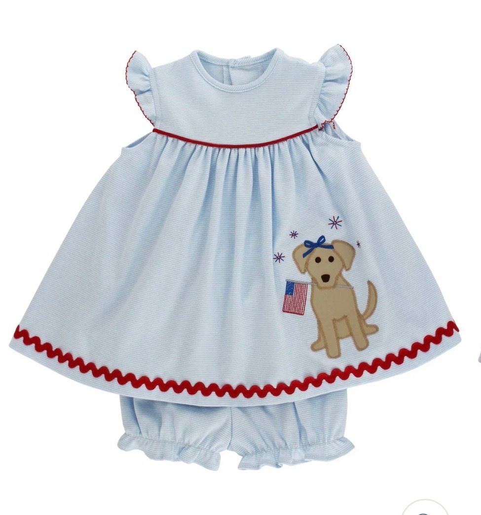 Patriotic Pup Knit Float Bloomer Set