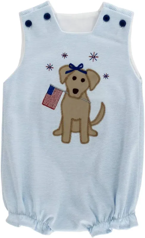 Girls Patriotic Pup Knit Bubble