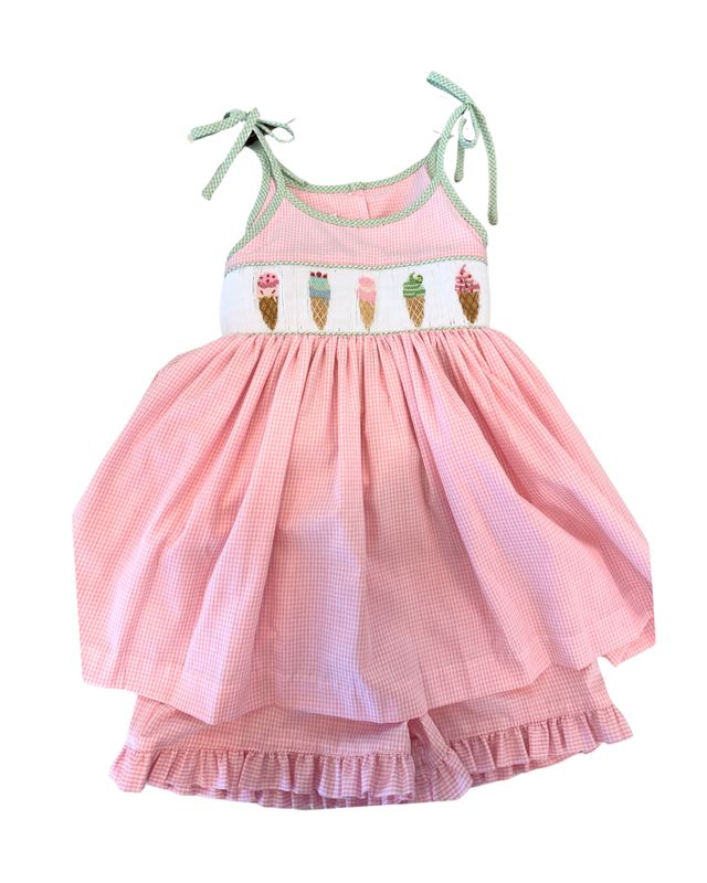 Ice Cream Smocked Waist Short Set