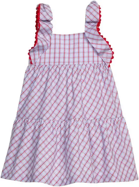 Katherine Dress in Patriotic Plaid