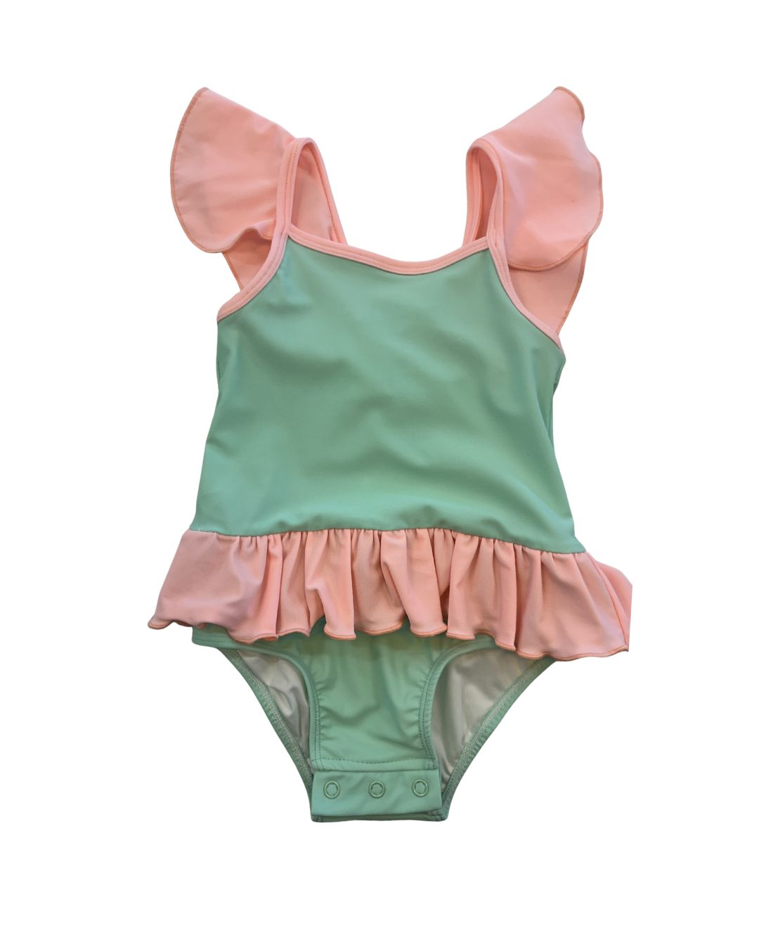 Mint Girls Flutter Sleeve Bow Swimsuit