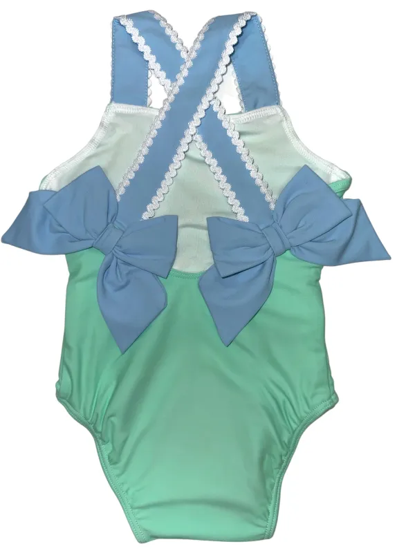 One Piece Mint Bow Swim Suit