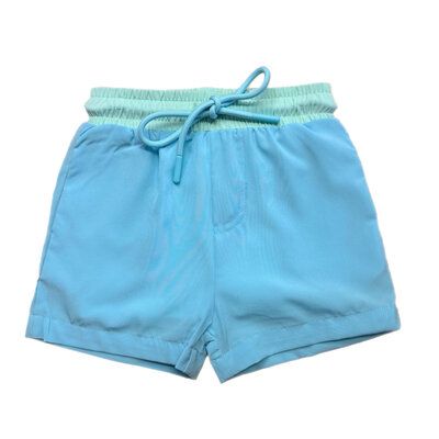 Light Blue Boys Swim Trunk with Mint