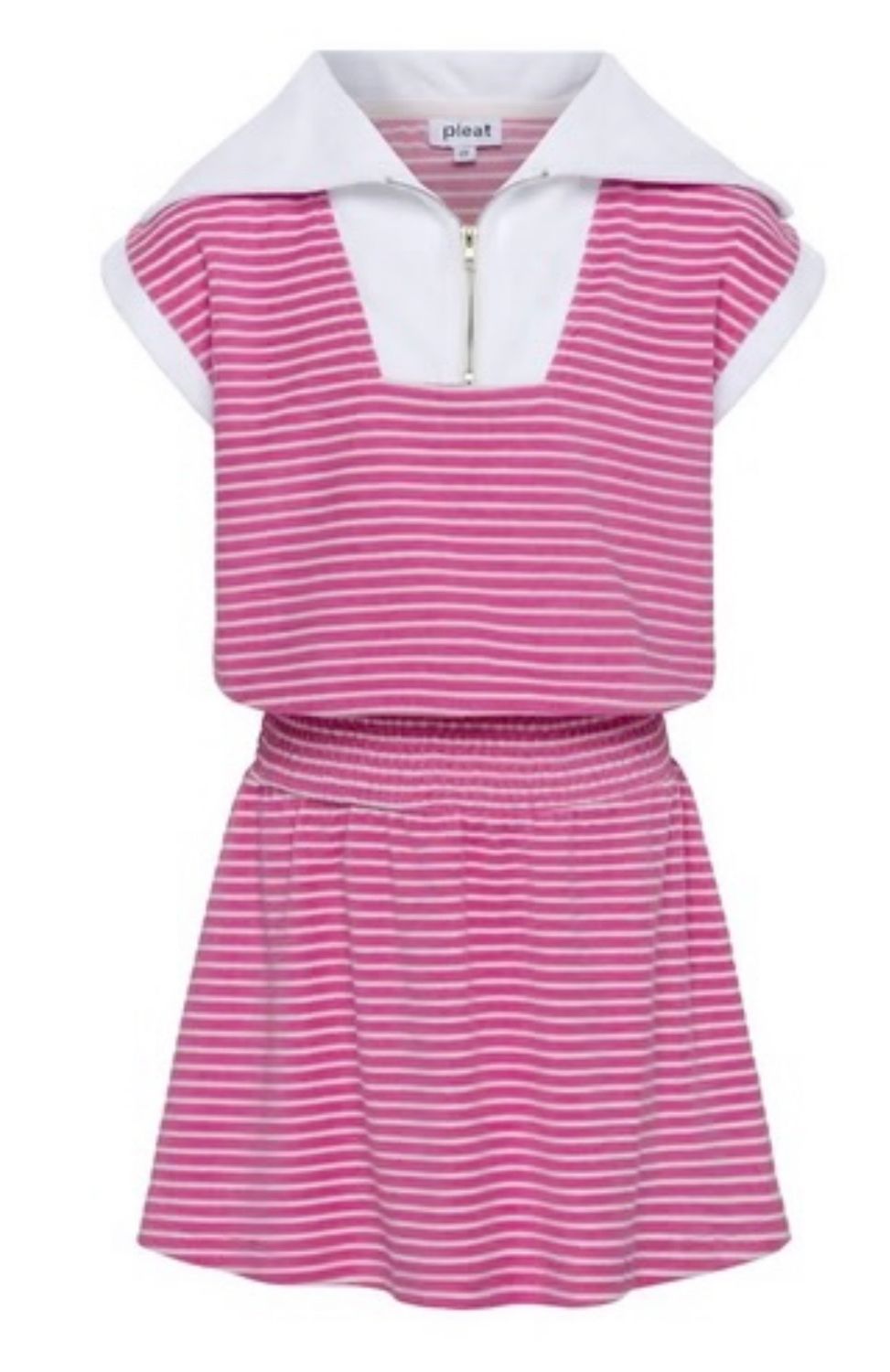 Wynne Dress in Pink/White French Terry