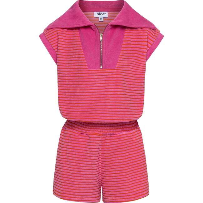 Wynne Romper in Pink/Orange French Terry