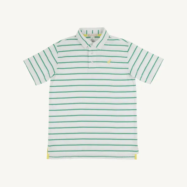 Prim and Proper Polo in Gibson Island Green Stripe/Lake Worth Yellow
