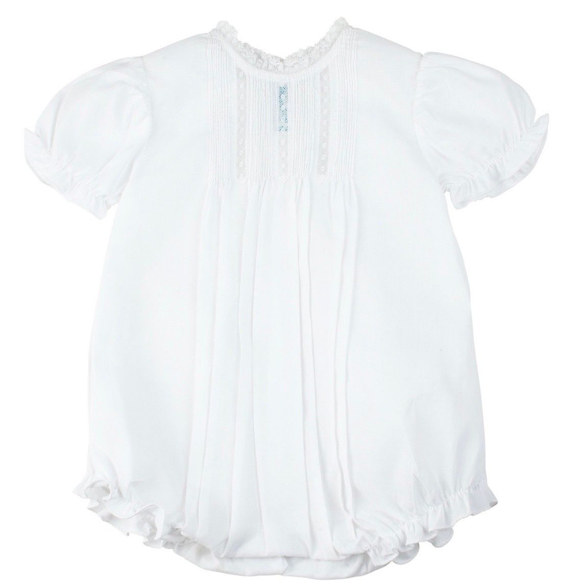 Pintucks and Lace Bubble in White