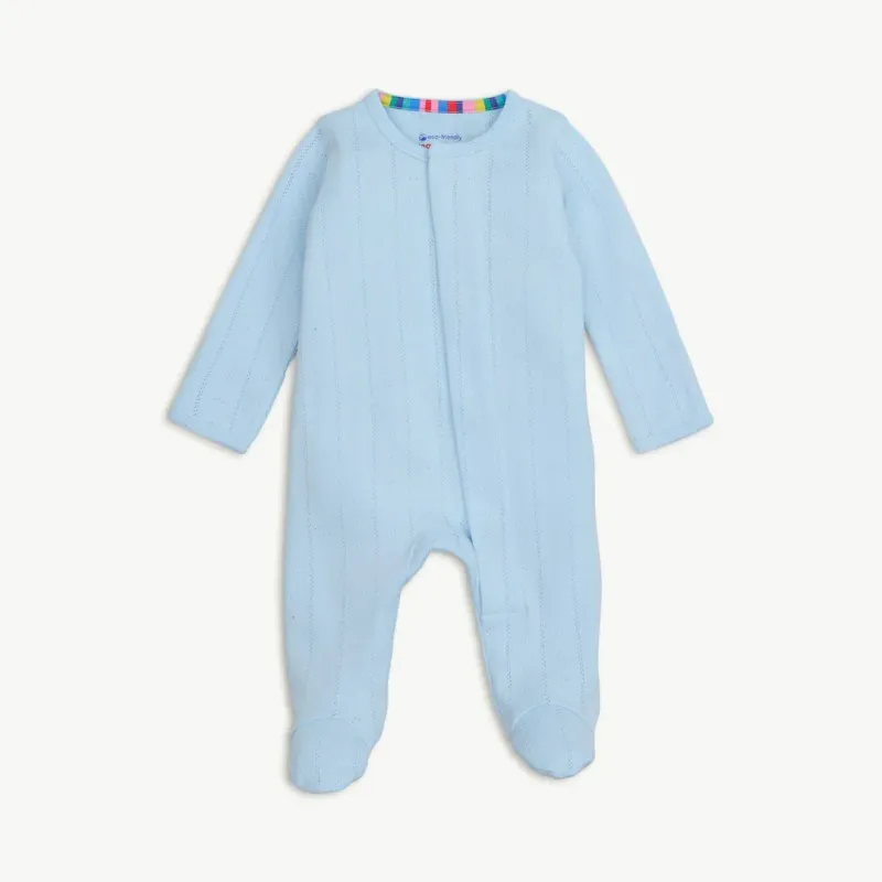 Love Lines Blue Magnetic Pointelle Footie