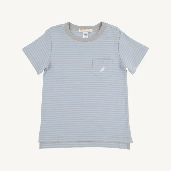 Beale Street Blue and Grantley Gray Stripe Carter Crew Neck
