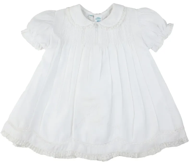 Collared Lace Slip Dress in White