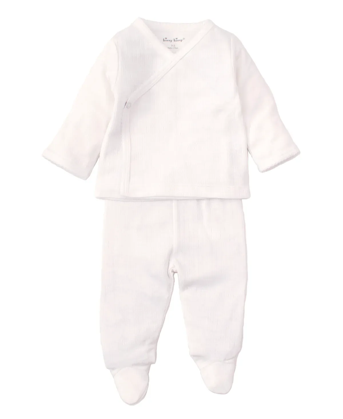 White Pointelle Cross Tee and Pant Set