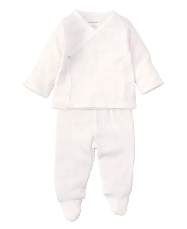 White Pointelle Cross Tee and Pant Set