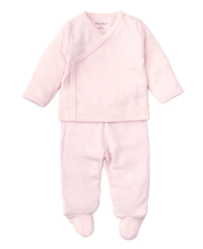 Pink Pointelle Cross Tee and Pant Set