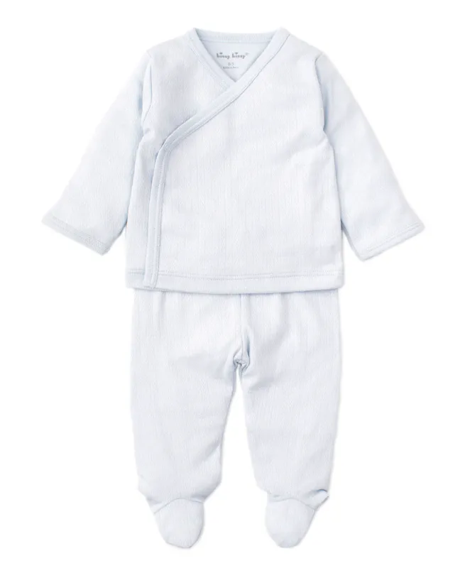 Light Blue Pointelle Cross Tee and Pant Set