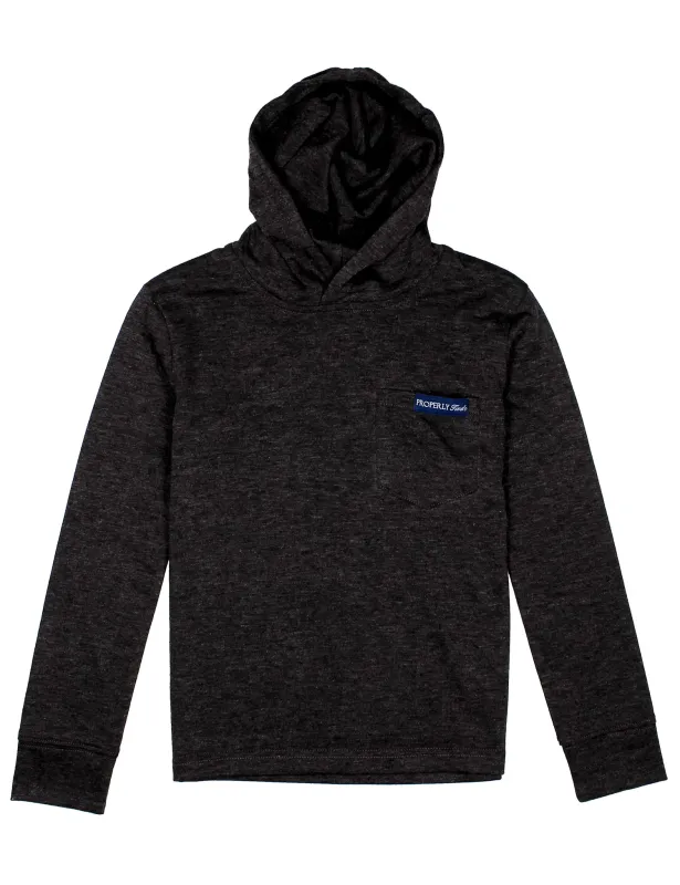 Boys Portland Hoodie in Black Heather