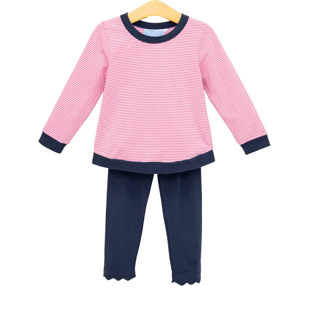 Pink Stripe/Navy Pant Set