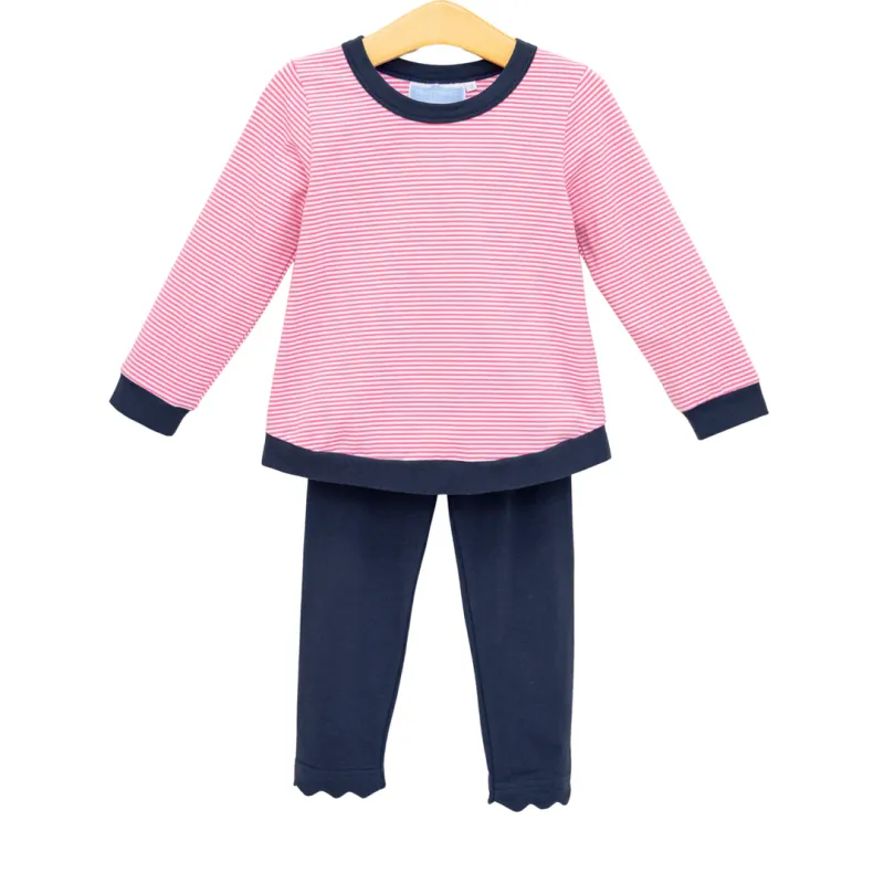 Pink Stripe/Navy Pant Set