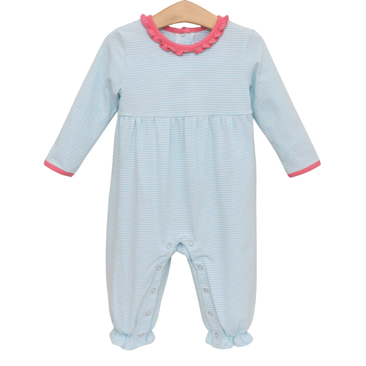 Annie Romper in Mint Stripe/Pink