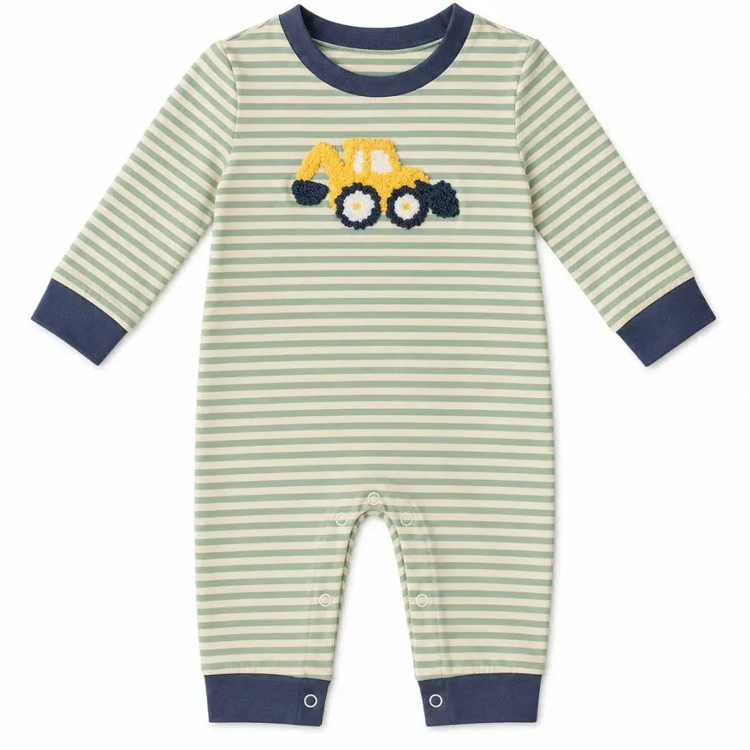 Backhoe Applique Boys Romper