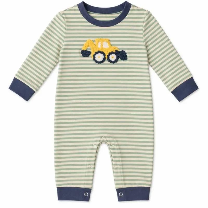Backhoe Applique Boys Romper