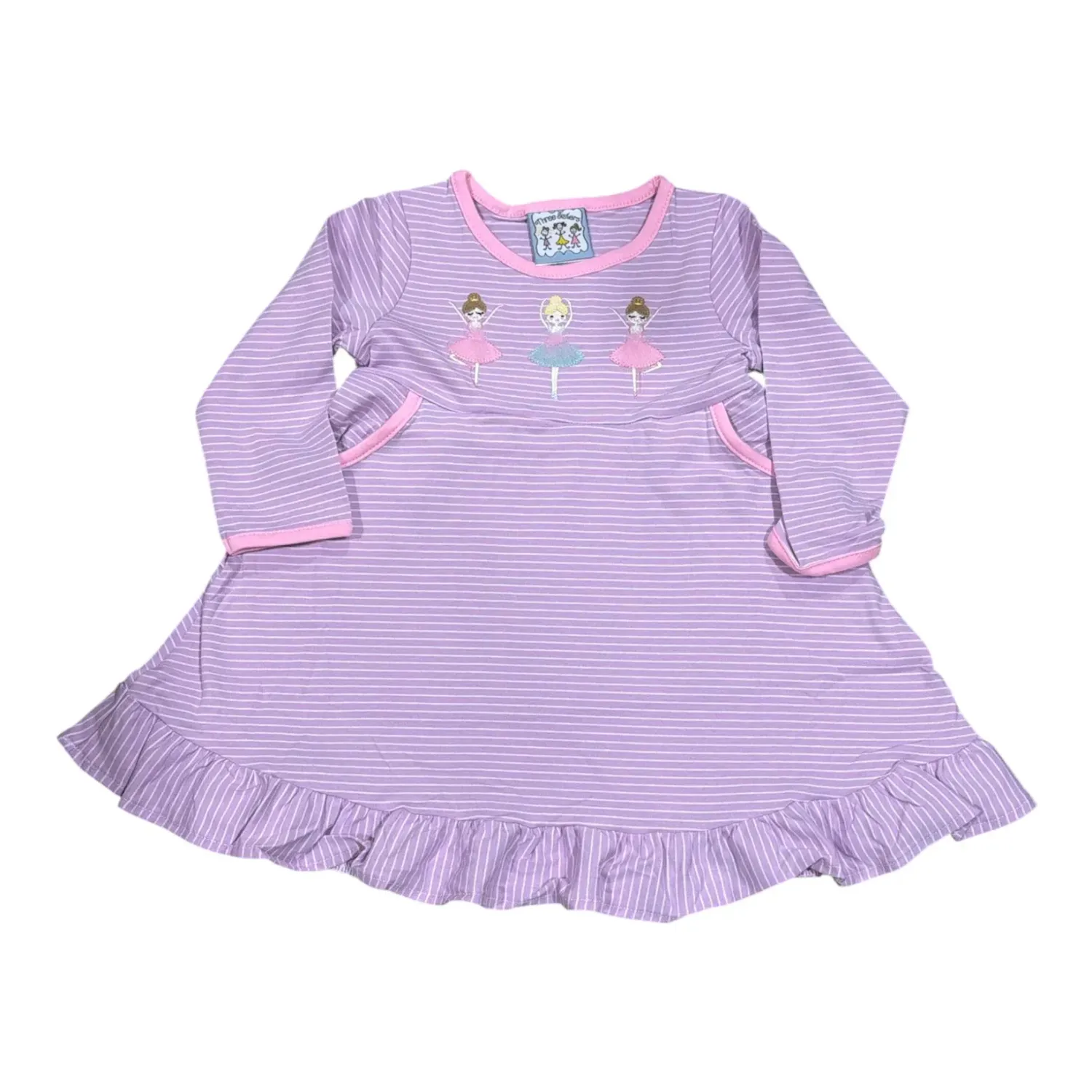 Ballerina Applique Long Sleeve Dress