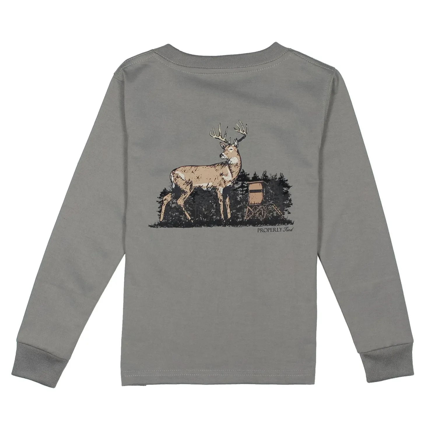 Boys Deer Season Long Sleeve in Battleship Grey