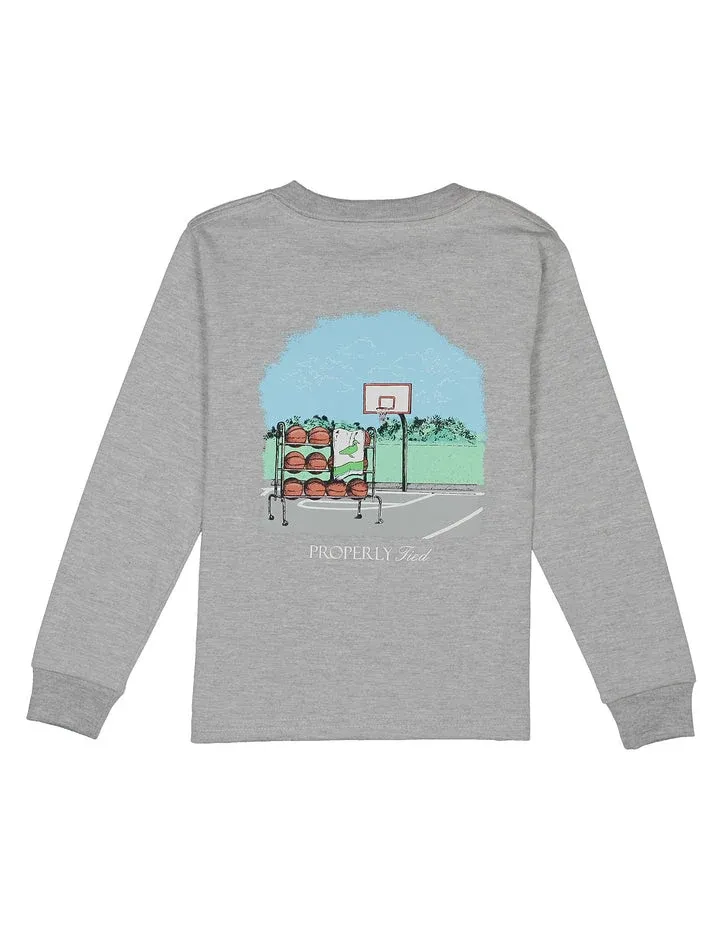 Boys Basketball Long Sleeve in Heather Grey