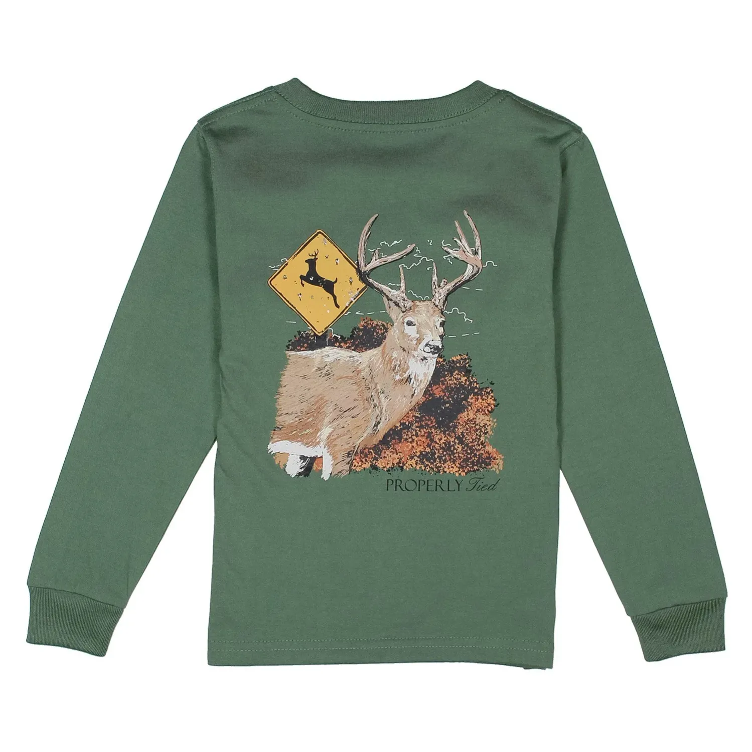 Boys Deer Crossing Long Sleeve in Fern Green