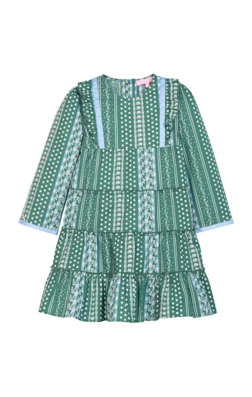 Tiered Porto Dress in Fairfield Forest Stripe