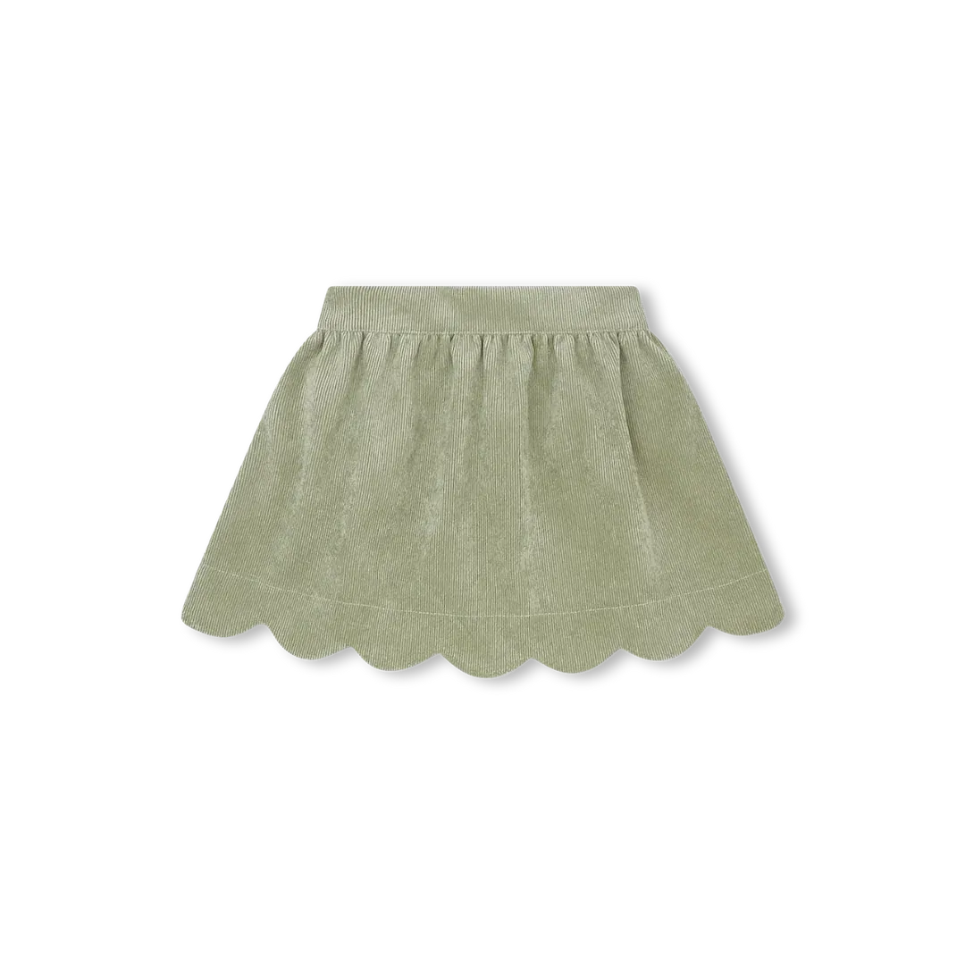 Suzie Scallop Skirt in Sweetgrass Corduroy