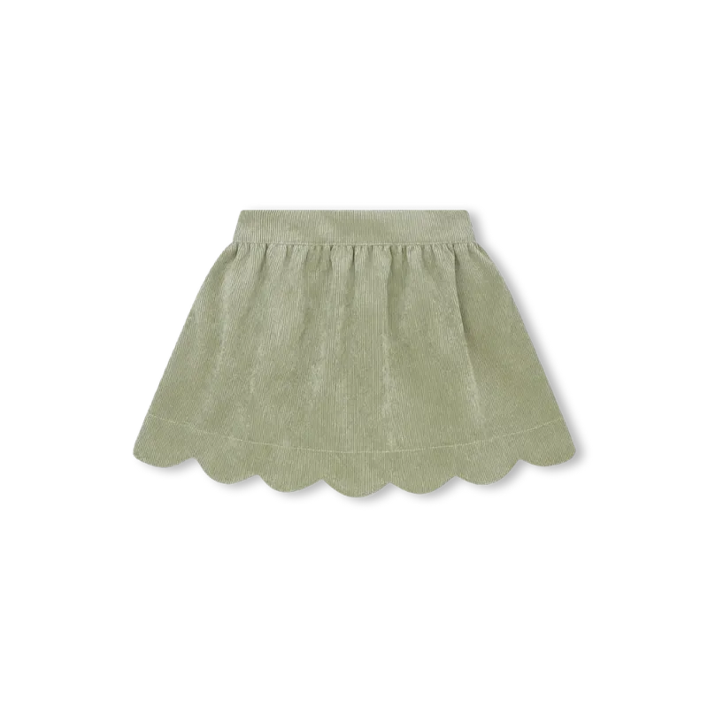 Suzie Scallop Skirt in Sweetgrass Corduroy