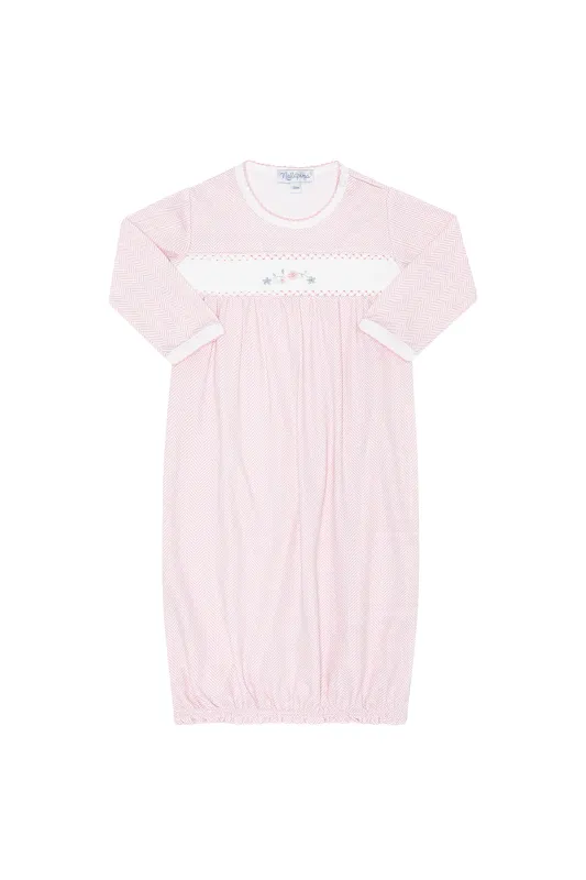 Pink Herringbone Embroidered Gown
