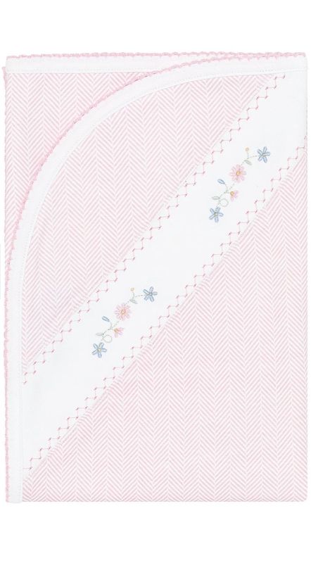 Pink Herringbone Embroidered Blanket