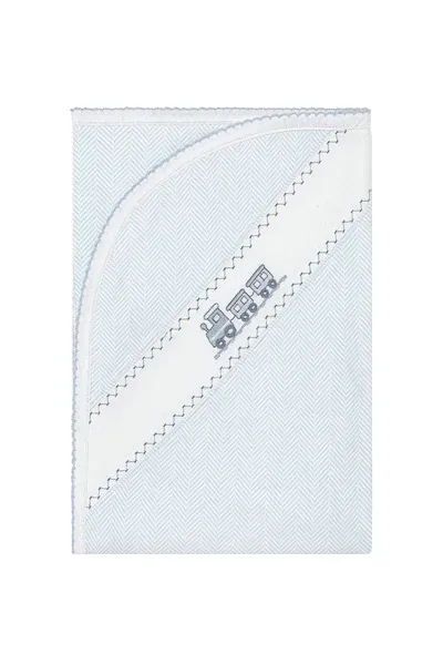 Blue Herringbone Embroidered Blanket
