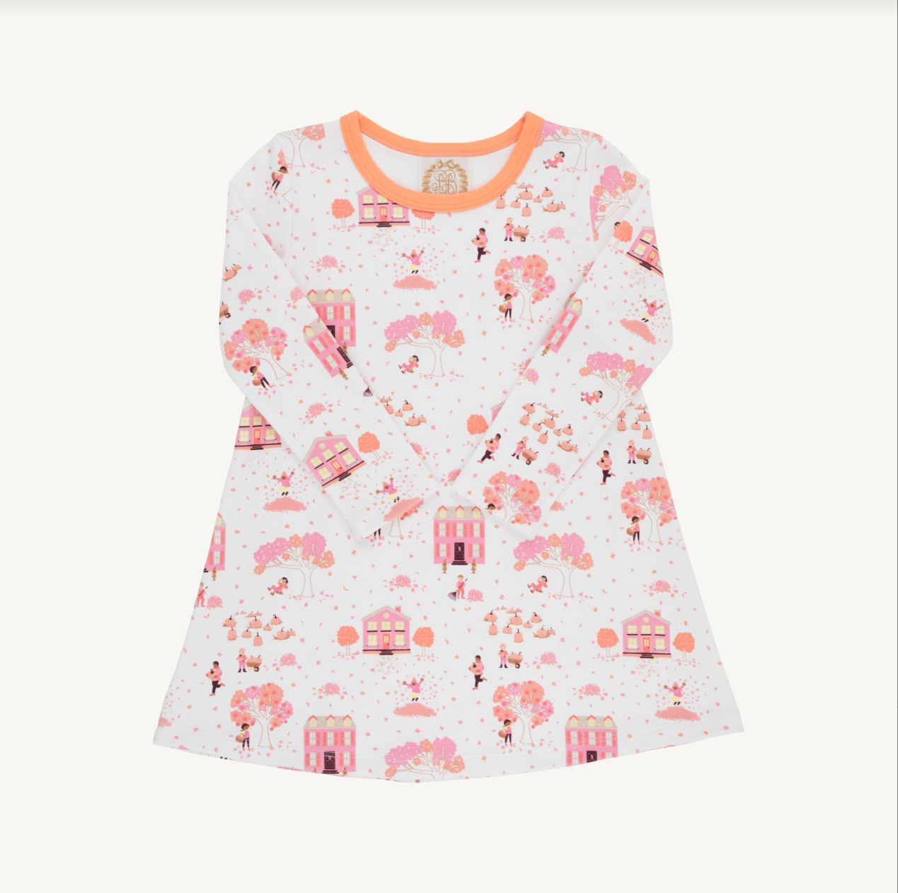Long Sleeve Polly Play Dress in Fall on Fincastle Road/Seashore Sherbet