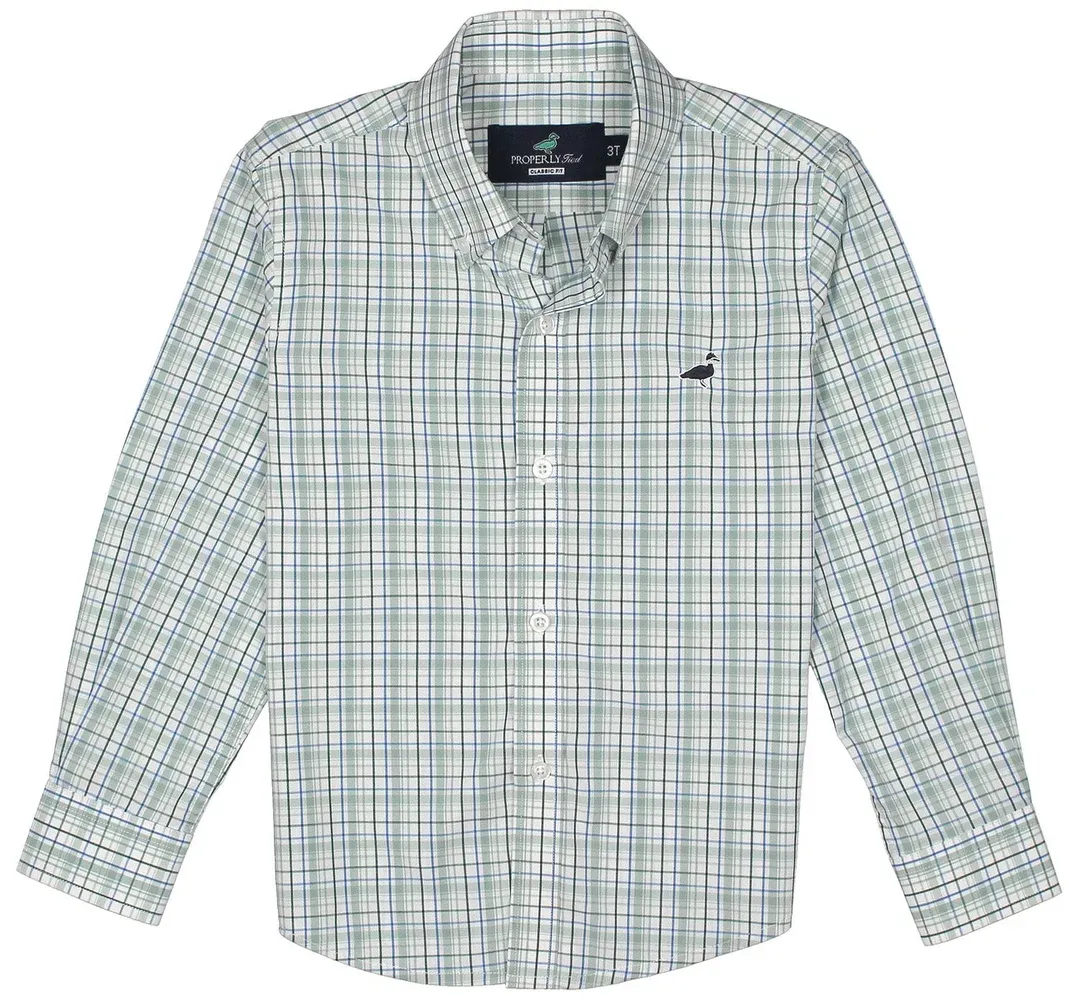 Boys Seasonal Sportshirt In Sage Stream