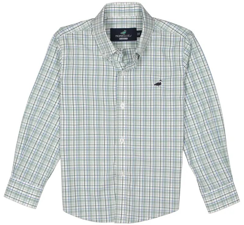 Boys Seasonal Sportshirt In Sage Stream