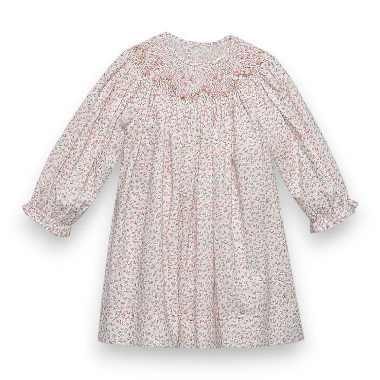 Pink Flower Savannah Bishop Dress in Garden Whispers