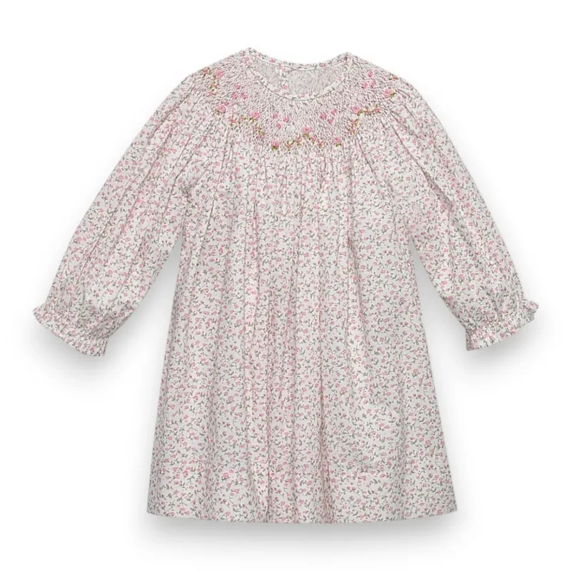 Pink Flower Savannah Bishop Dress in Garden Whispers