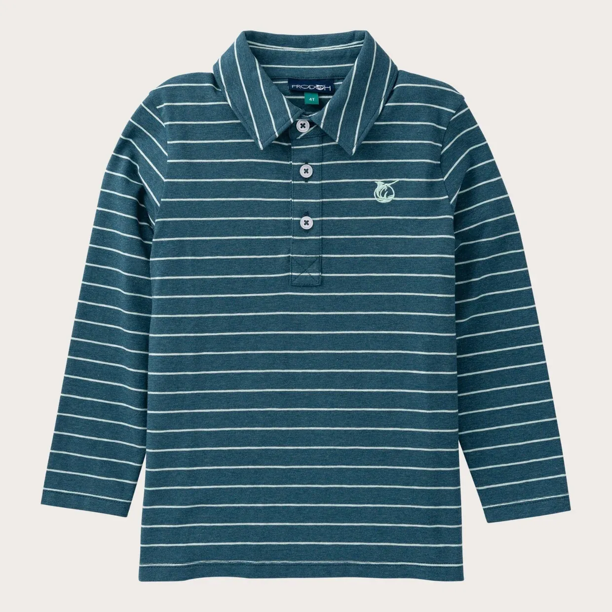 Boys Long Sleeve Polo in Tapestry Blue/Mist Green